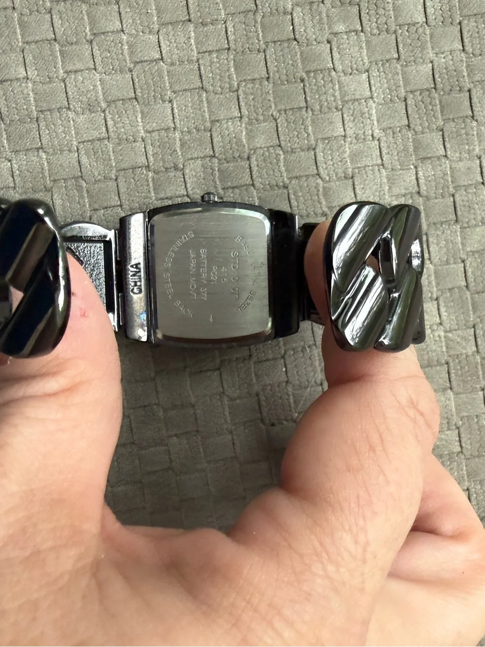 Studio gun metal open bracelet Women's Quartz Watch with White Dial